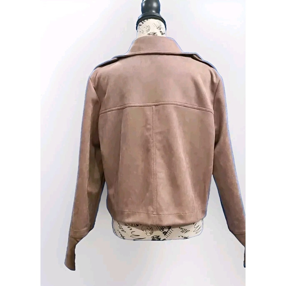 Philosophy Large Double Breasted‎ Mauve Faux Liquid Leather Open Front CL11 - Picture 3 of 10